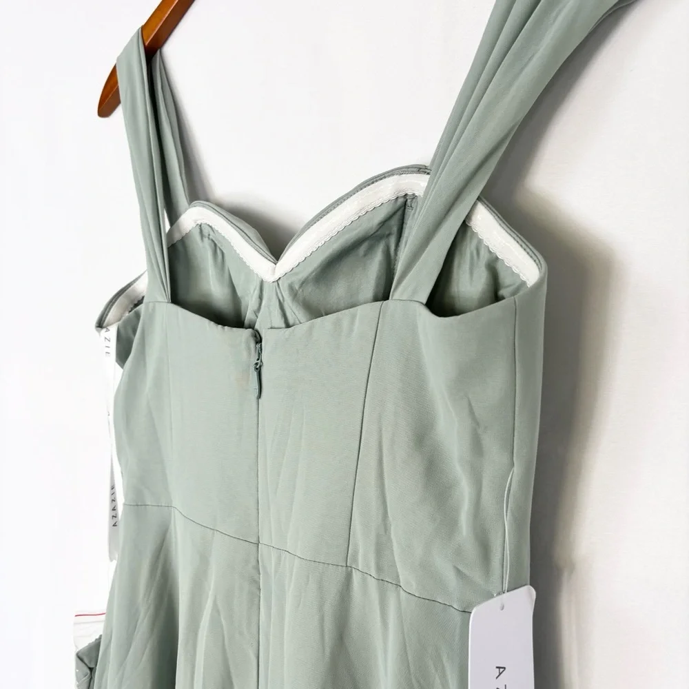 NEW Azazie Aaron Agave A Line Off the Shoulder Chiffon Convertible Dress Size A8 - Picture 5 of 6